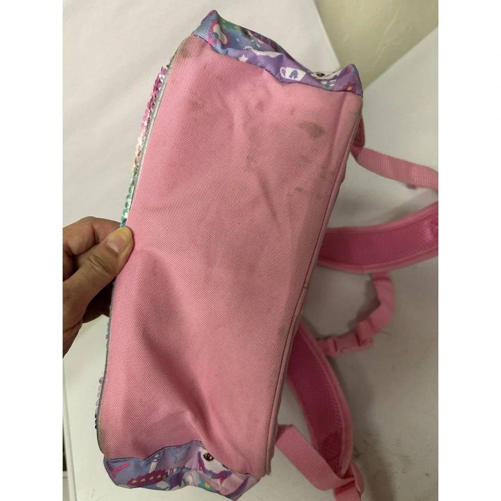 KLFVB Pink Flip Sequins White Kitten Kitty Cat Backpack 16